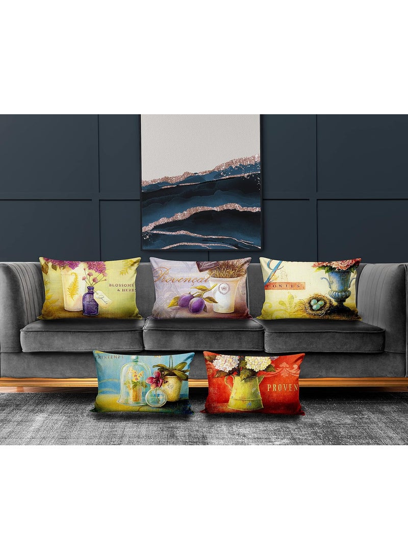Ultimate Trends Polyester Digital Modern Printed Pillow Cover 12x18 Set of 5 Multi Color UTCS1006
