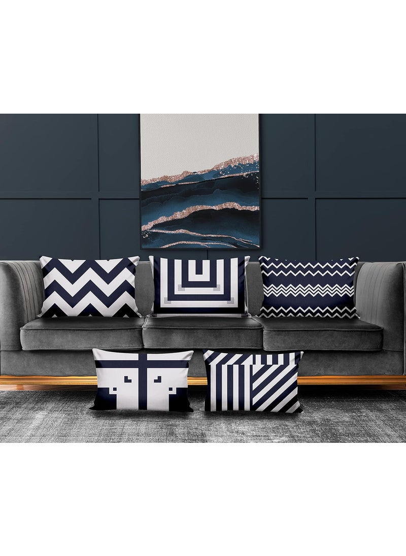 Ultimate Trends Polyester Digital Modern Printed Pillow Cover 12x18 Set of 5 Multi Color UTCS1001