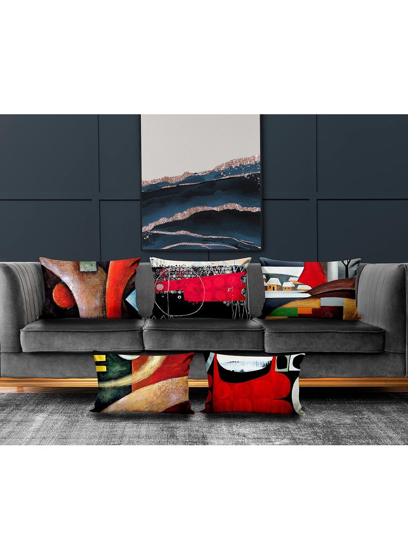 Ultimate Trends Polyester Digital Modern Printed Pillow Cover 12x18 Set of 5 Multi Color UTCS1008