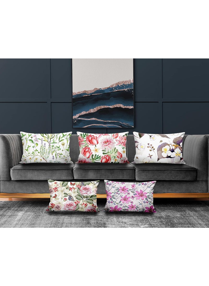 Ultimate Trends Polyester Digital Modern Printed Pillow Cover 12x18 Set of 5 Multi Color UTCS1047
