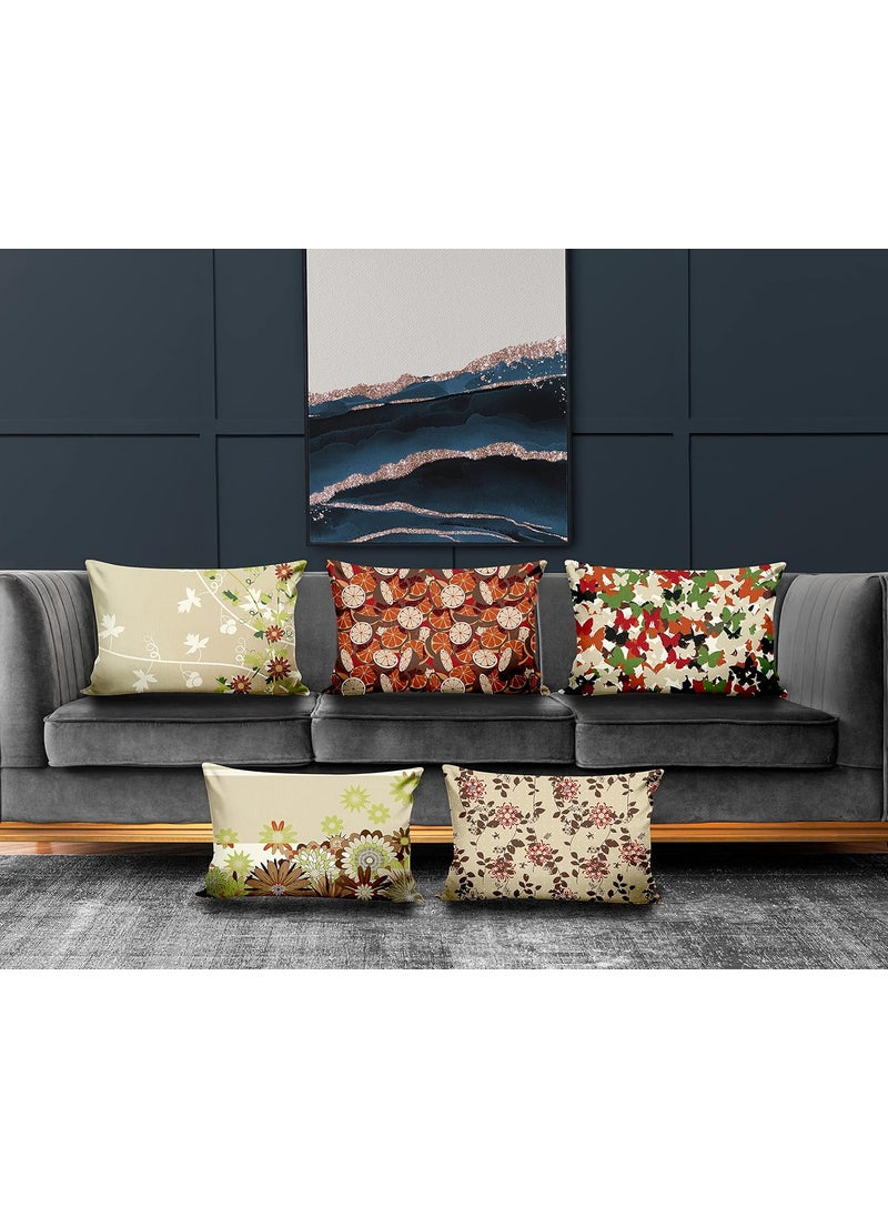 Ultimate Trends Polyester Digital Modern Printed Pillow Cover 12x18 Set of 5 Multi Color UTCS1031