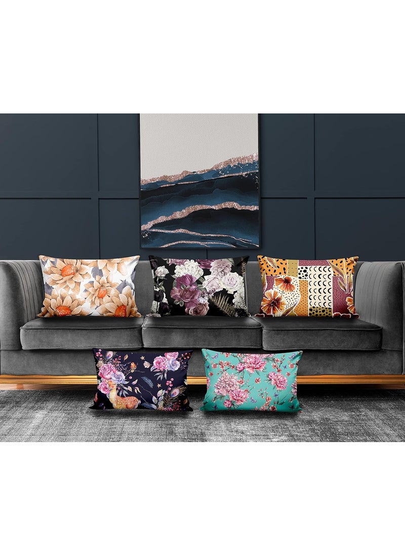 Ultimate Trends Polyester Digital Modern Printed Pillow Cover 12x18 Set of 5 Multi Color UTCS1054