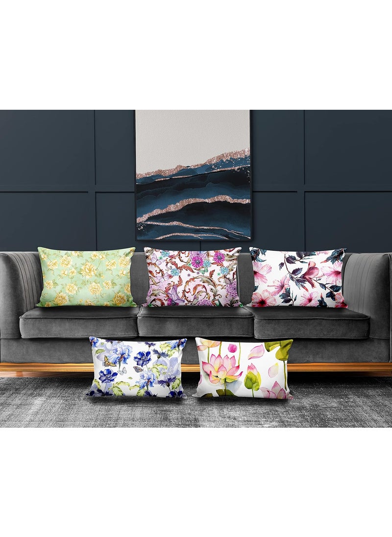 Ultimate Trends Polyester Digital Modern Printed Pillow Cover 12x18 Set of 5 Multi Color UTCS1045