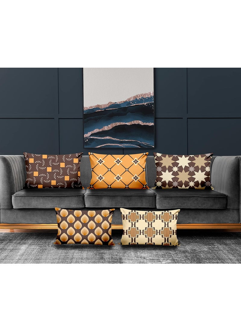 Ultimate Trends Polyester Digital Modern Printed Pillow Cover 12x18 Set of 5 Multi Color UTCS1036