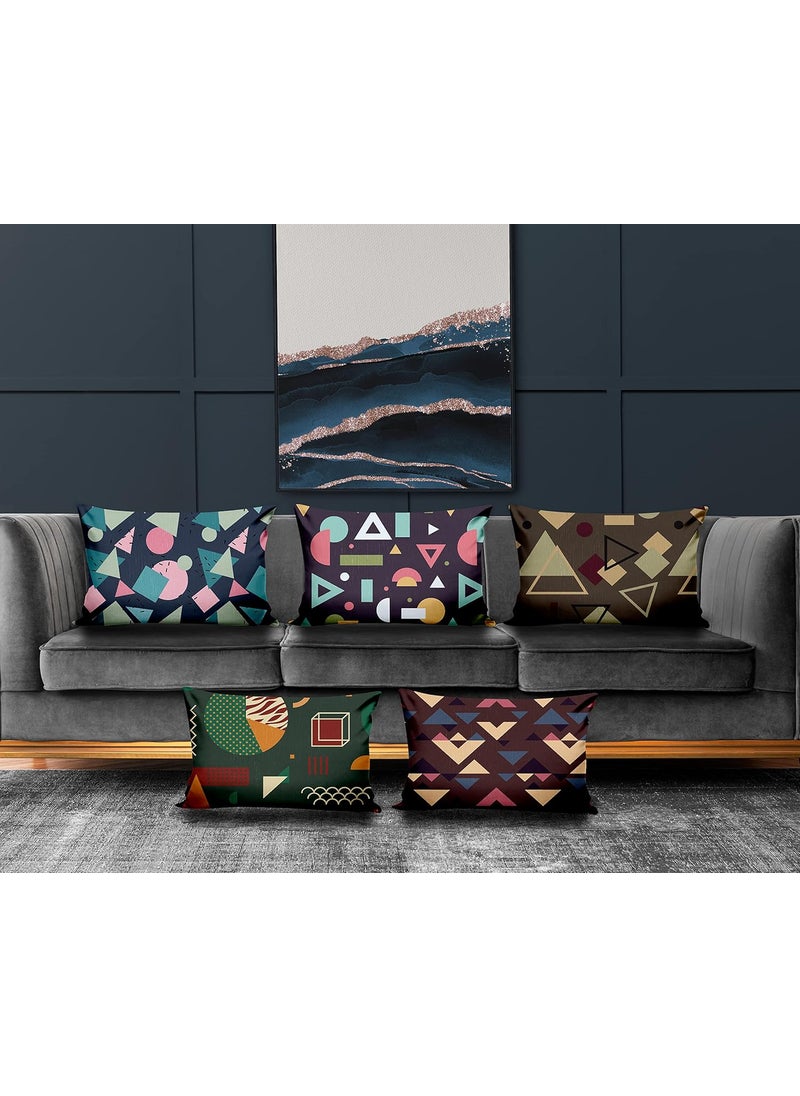 Ultimate Trends Polyester Digital Modern Printed Pillow Cover 12x18 Set of 5 Multi Color UTCS1003