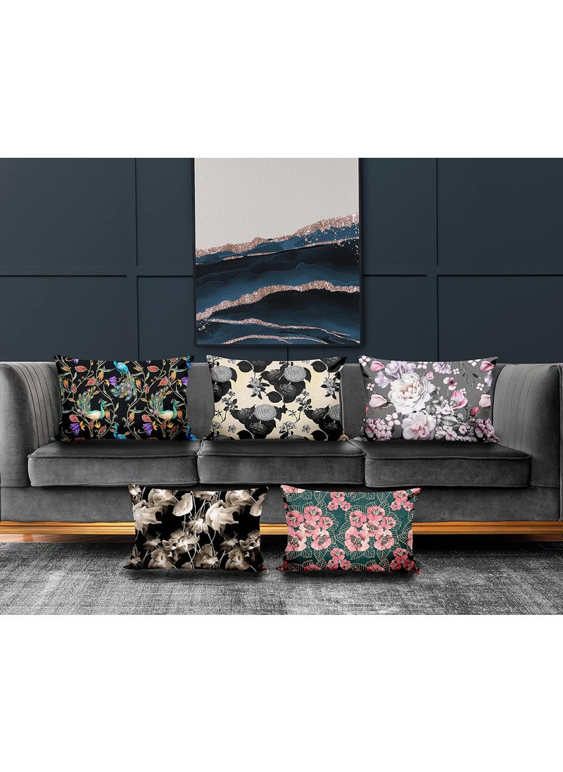 Ultimate Trends Polyester Digital Modern Printed Pillow Cover 12x18 Set of 5 Multi Color UTCS1058