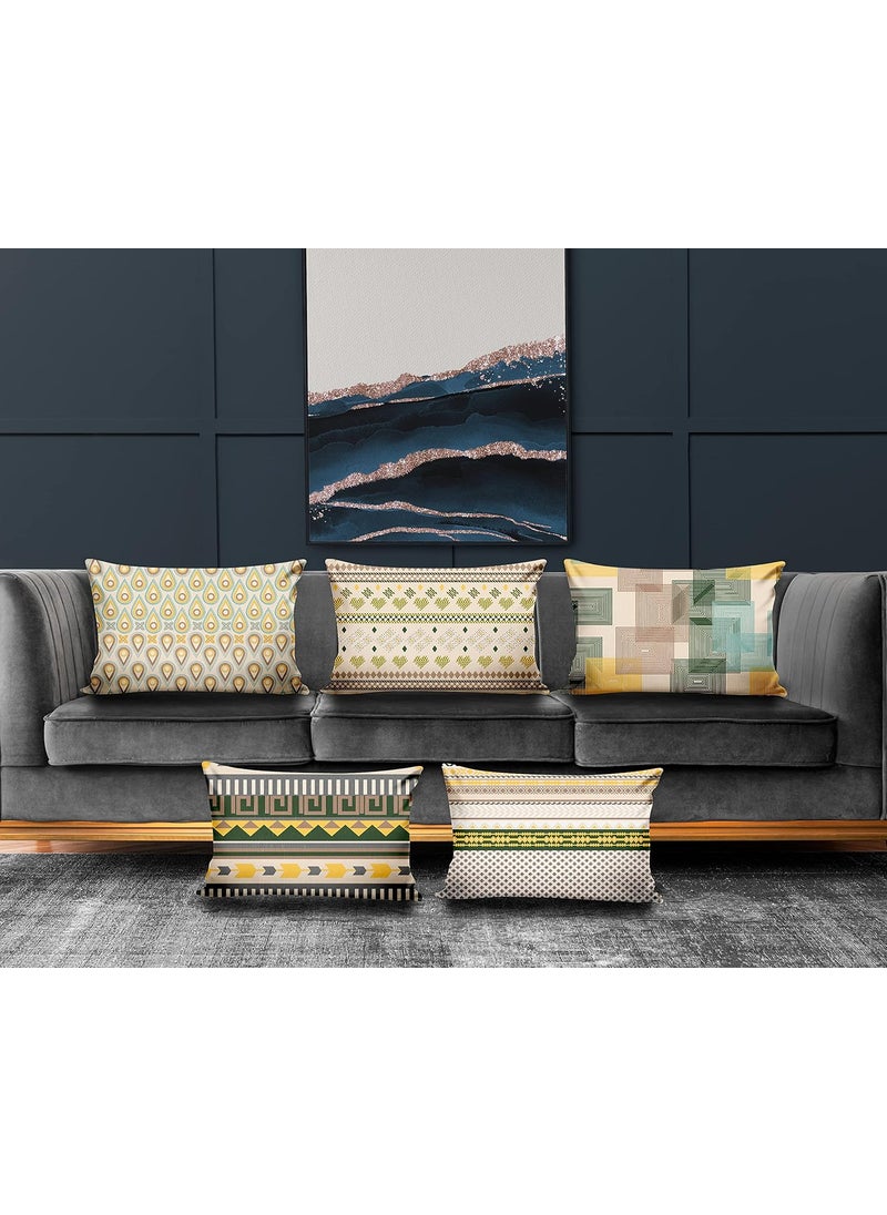 Ultimate Trends Polyester Digital Modern Printed Pillow Cover 12x18 Set of 5 Multi Color UTCS1038