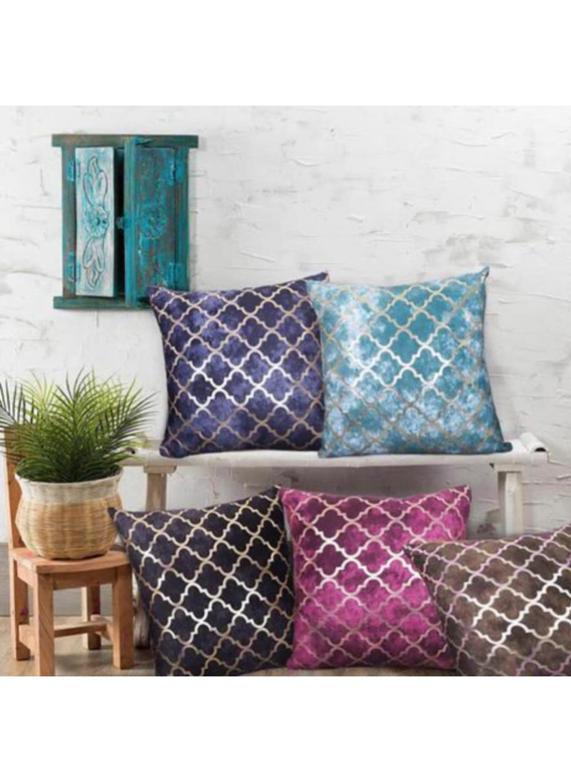 BALLEY Velvet Cushion Cover Set of 5 HD Gold Foil Print Throw Pillow Covers 16x16 inches Multi 5