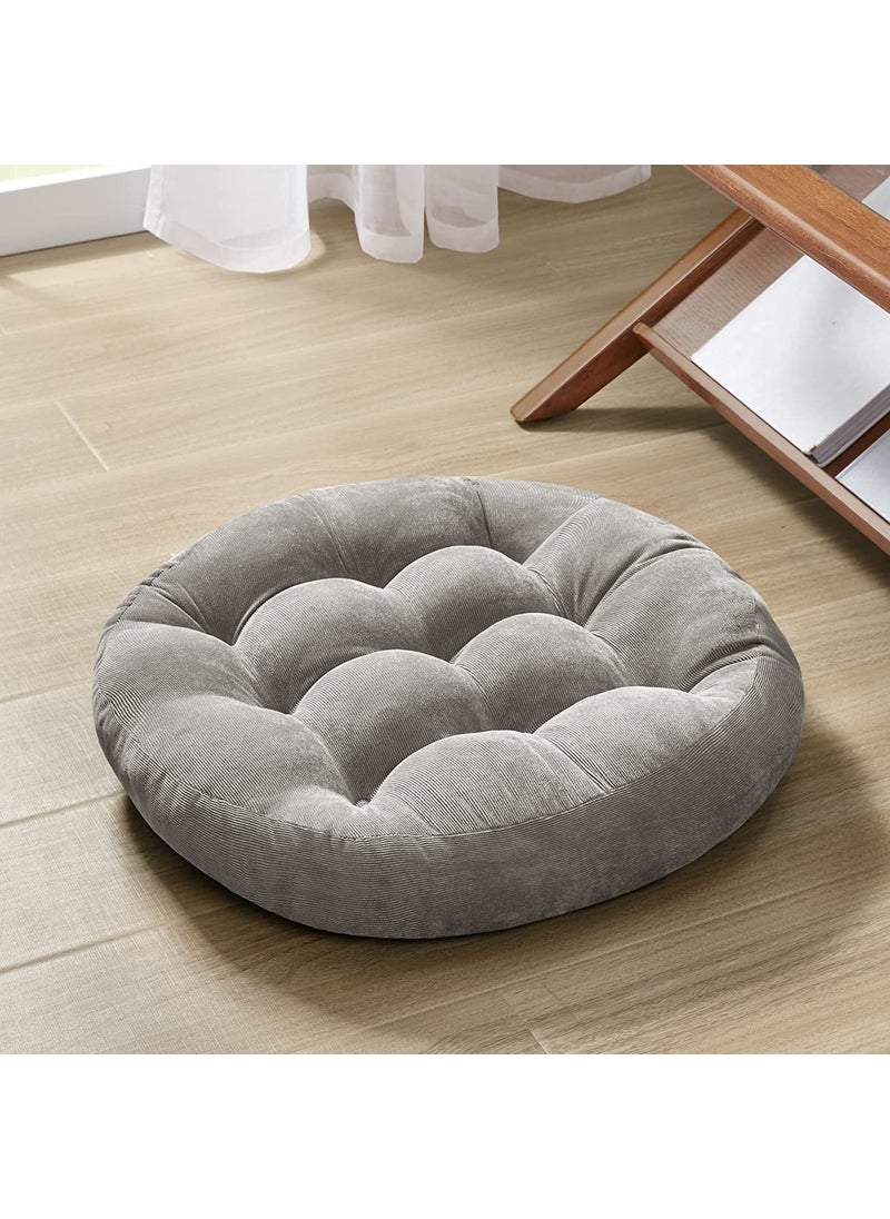 INDIDECOR 802070 Round Floor Seat Pillows Cushion Soft Yoga Meditation Cushion Corduroy Tatami Floor Pillow Reading Cushion Chair 22 Round Grey