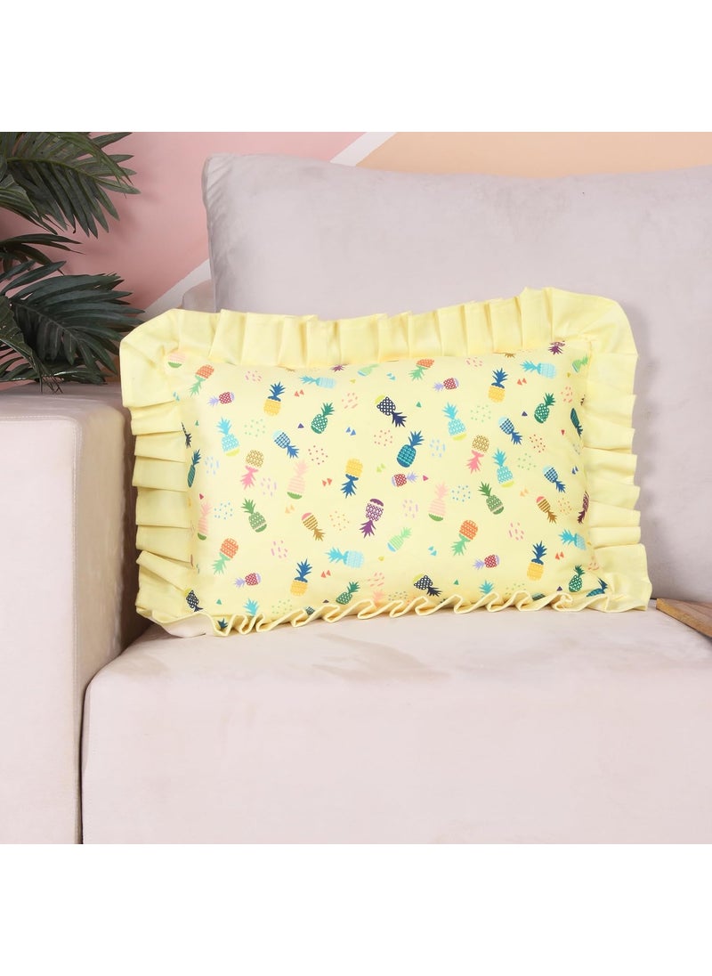 STITCHNEST Pineapple Paradise Frill Printed Cushion 12 X 18 Inches