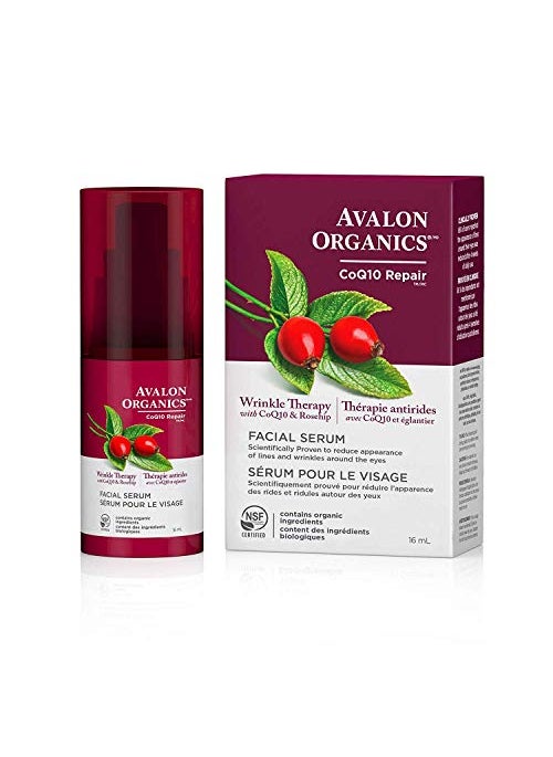 Avalon Organics Facial Serum, Wrinkle Therapy with CoQ10 & Rosehip, 0.55 Oz