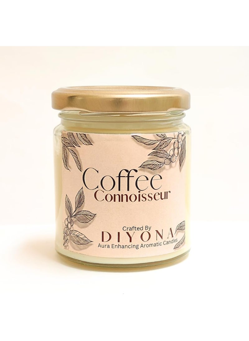 DIYONA Coffee Connoisseur Scented Candle Made with Beeswax Soywax and Quality Fragrance Oils of Coffee and Vanilla for Aromatic ambeince 150gm Content Endures for 30hours