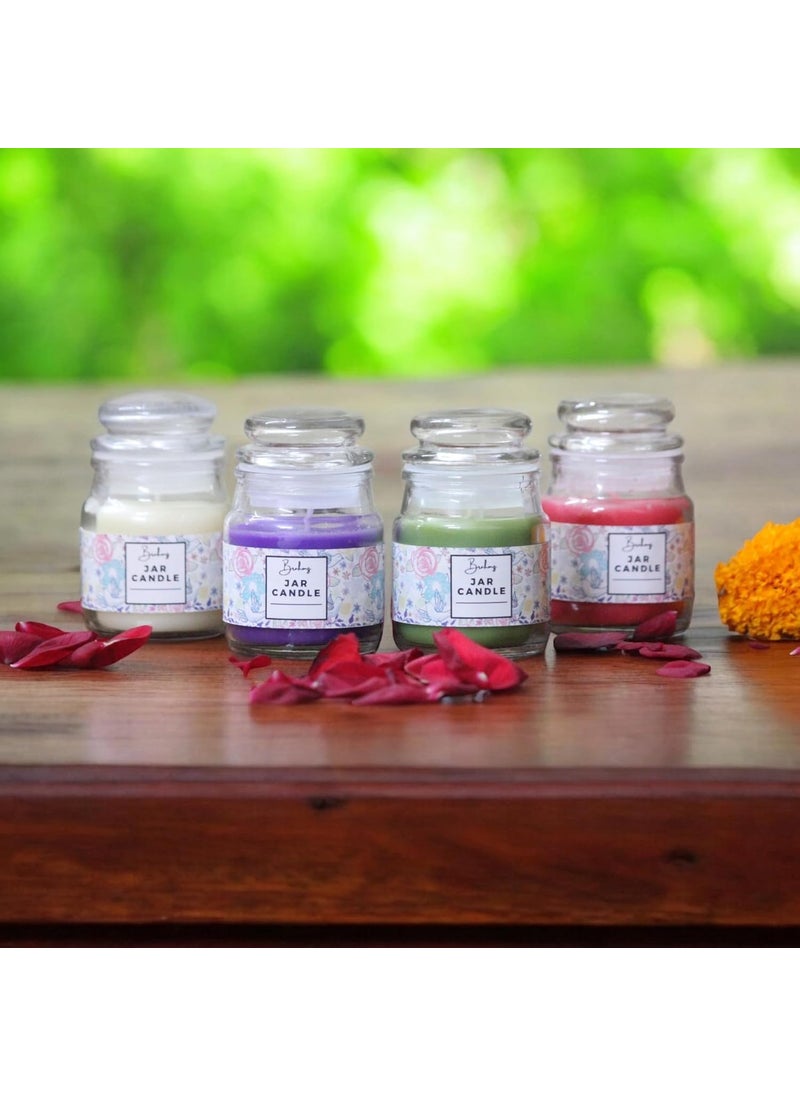 Brahmz Glass Jar Scented Candles 20 Hours Burn Time Each LongLasting Aromatherapy Candles for Home Office Set of 4 RoseLGLAVVan