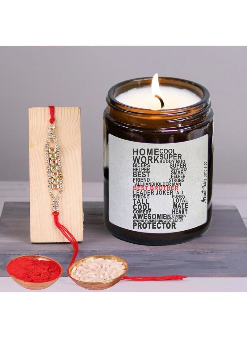 First Row Aromatic Fables Jasmine Scented Brother Candle Raksha Bandhan Gift Set with Rakhi and Tilak Best Gift from Sister Rakhi Combo Rakhi Thread for Brothers