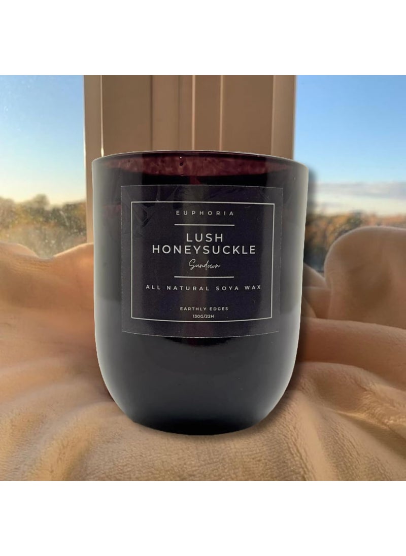 Earthly Edges Sundown Scented Luxury Jar Candle HandPoured Premium Soy Wax LongLasting Burn Exquisite Fragrance for Elegant Home Decor Gifting Lush Honeysuckle