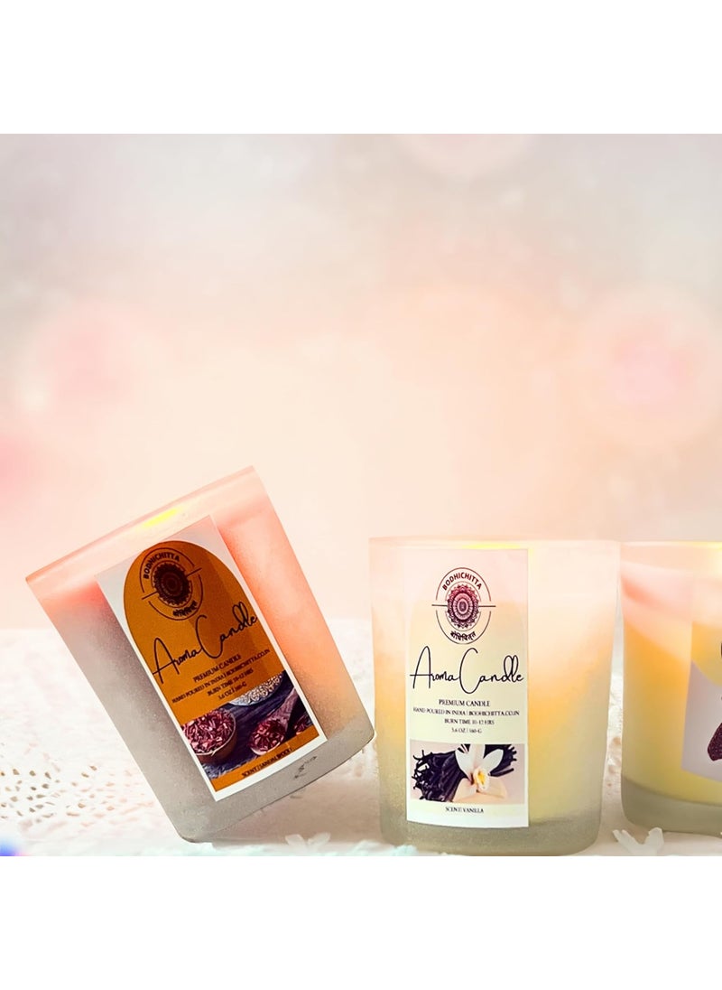 Bodhichitta Scented CandlesOrganic Wax Candles 4x70gm Each Pack of 4 Candles Aromatic Sandalwood Jasmine Fragrance Upto 12 Hours Best Gifts