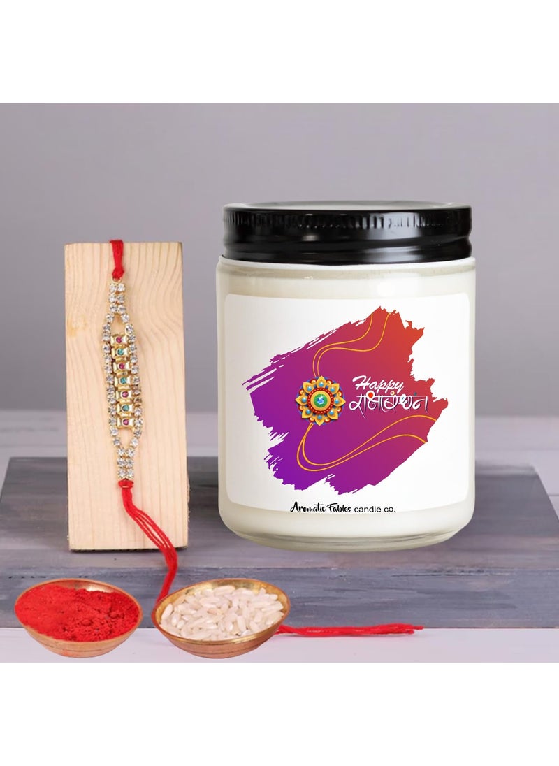 First Row Aromatic Fables Mogra Bliss Scented Raksha Bandhan Candle Gift Set with Rakhi and Tilak Best Gift from Sister Rakhi Combo Rakhi Thread for Brothers