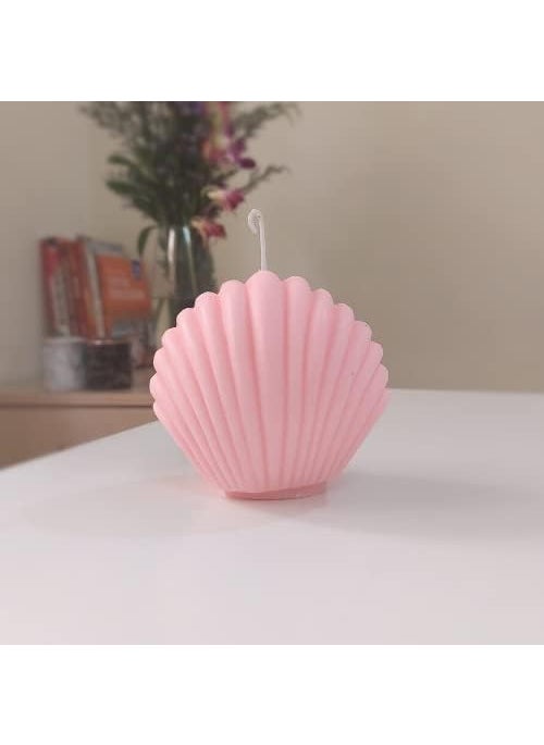 Virgo Creations Shell Candle Soy Wax Blend Pink Color Strawberry Scented Decorative Candle for Home Dcor Gifting Size LxBxH 107474 cm Pack of 1