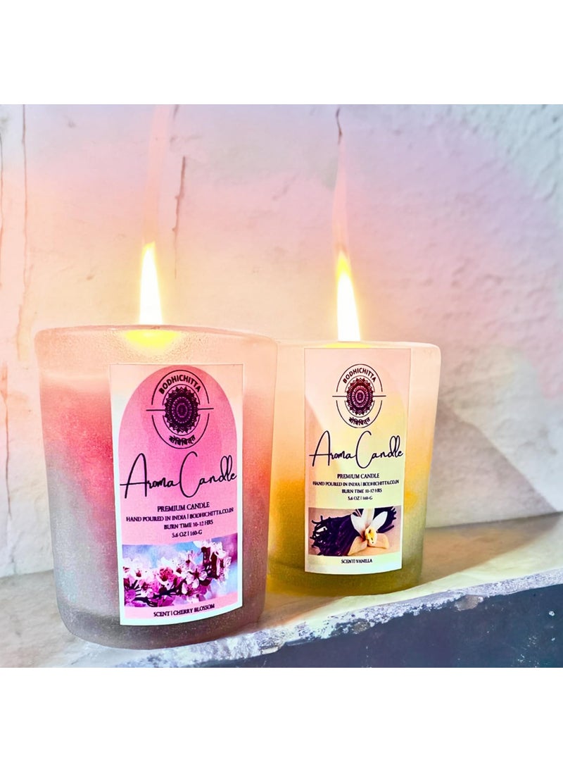 Bodhichitta Scented CandlesOrganic Wax Candles 4x70gm Each Aromatic Fragrance of Vanilla Cherry Blossom Upto 12 Hours Best Gifts