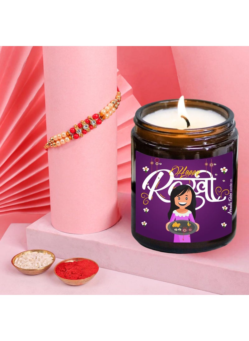 First Row Aromatic Fables Orange Bliss Delight Scented Candle Raksha Bandhan Gift Set with Rakhi and Tilak Best Gift from Sister Rakhi Combo Rakhi Thread for Brothers