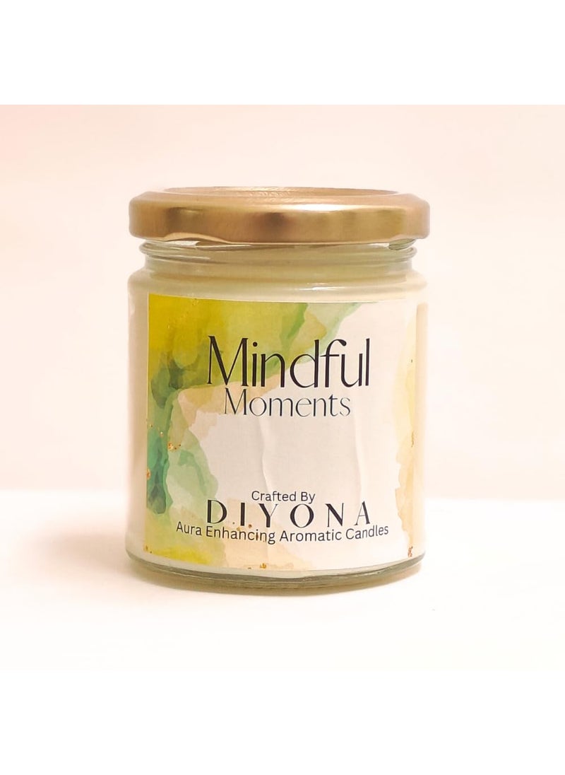 DIYONA Mindful Moments Scented Candle Made with Beeswax Soywax and Quality Fragrance Oils of Bergamot and Nectarine for Aromatic ambeince 150gm Content Endures for 30hours