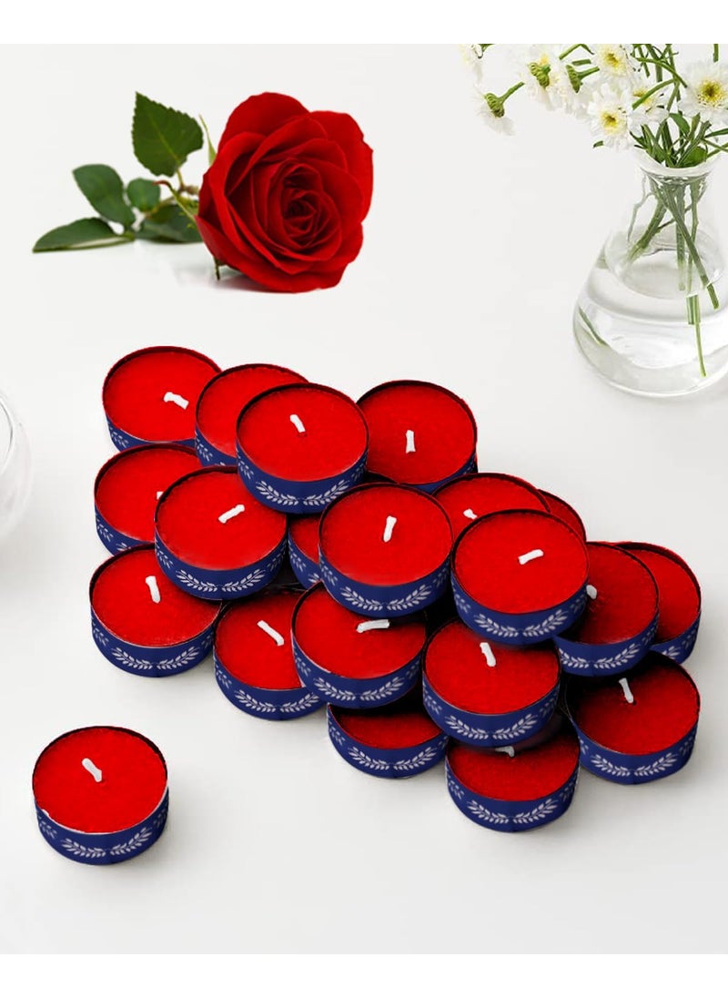 ThinkArtDecor Scented Tealight Candles Organic Luxury Aroma Upto 4 Hours Smokeless Dripless Soy Wax Diya Pack of 24 Turkish Rose