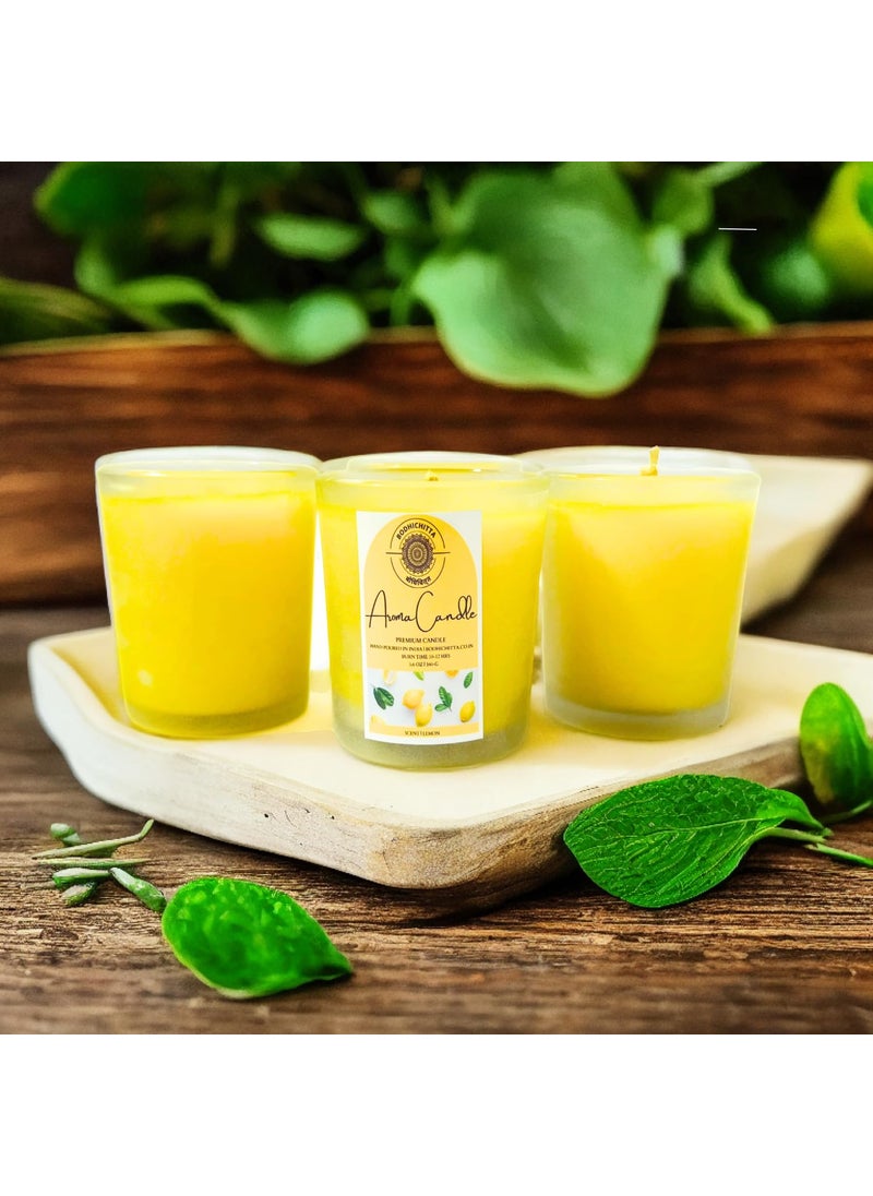 Bodhichitta Lemon Scented CandlesOrganic Wax Candles 4x70gm Each Aromatic Fragrance Upto 12 Hours Best Gifts