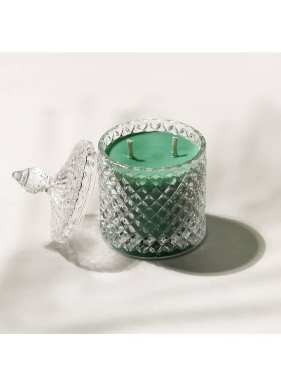 CANDLEVANNAH Aroma Scented Glass Soy Wax Customize Jar Candle 642gm 50 Hrs Luxury Aroma Therapy Glass Design 2 Scented Candles for Home Decor Gift Set Customize Colour Scent