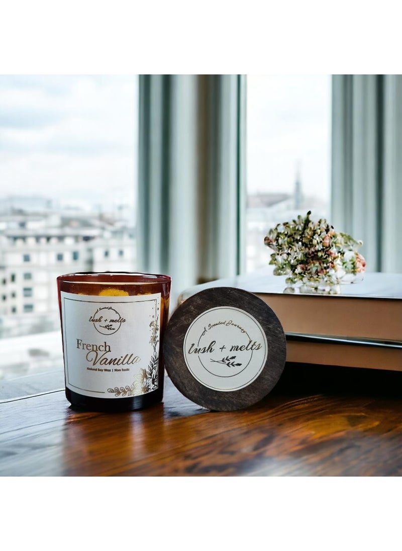 Lush Melts Amber Scented Candle French Vanilla Fragrance Soy Wax Scented Candles Diwali Gifts 150 gm Scented Candles for Home Decor