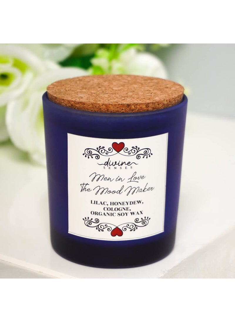 Divine Senses intensely Scented Candles Scented Candles Scented Candles for Passionate Men Lilac Honeydew and Cologne Scented Candle Candle for Men with Love Soy Candles