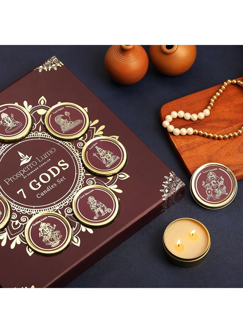 PROSPERRO LUMO by Parkash Candles Luxury 7 God Premium Fragrances Candle Set Dual Wick PANCHAMRIT KUMKUMADI MOGRA BAKHOOR VIBHUTI Kesar Chandan Clove Cedar
