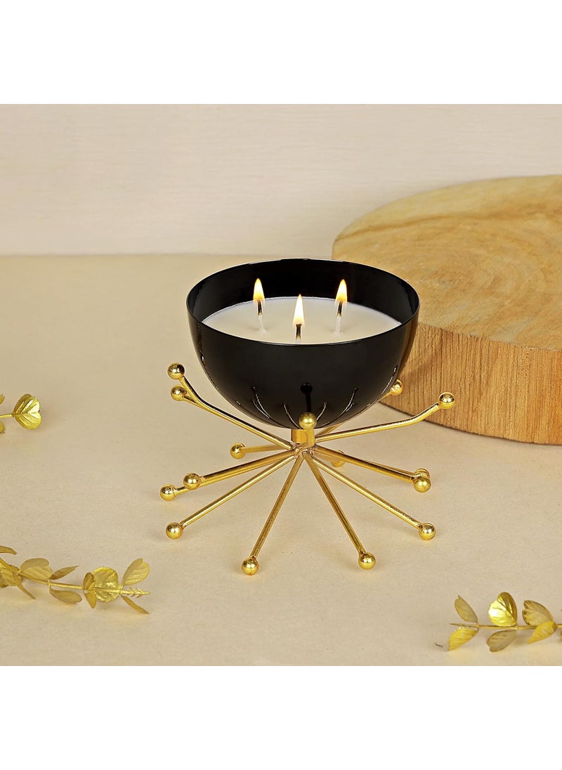 PROSPERRO LUMO by Parkash Candles Modern Urli Scented Candle with Decorative Brass Stand Soy Wax Black Mukhallat Without Premium Box