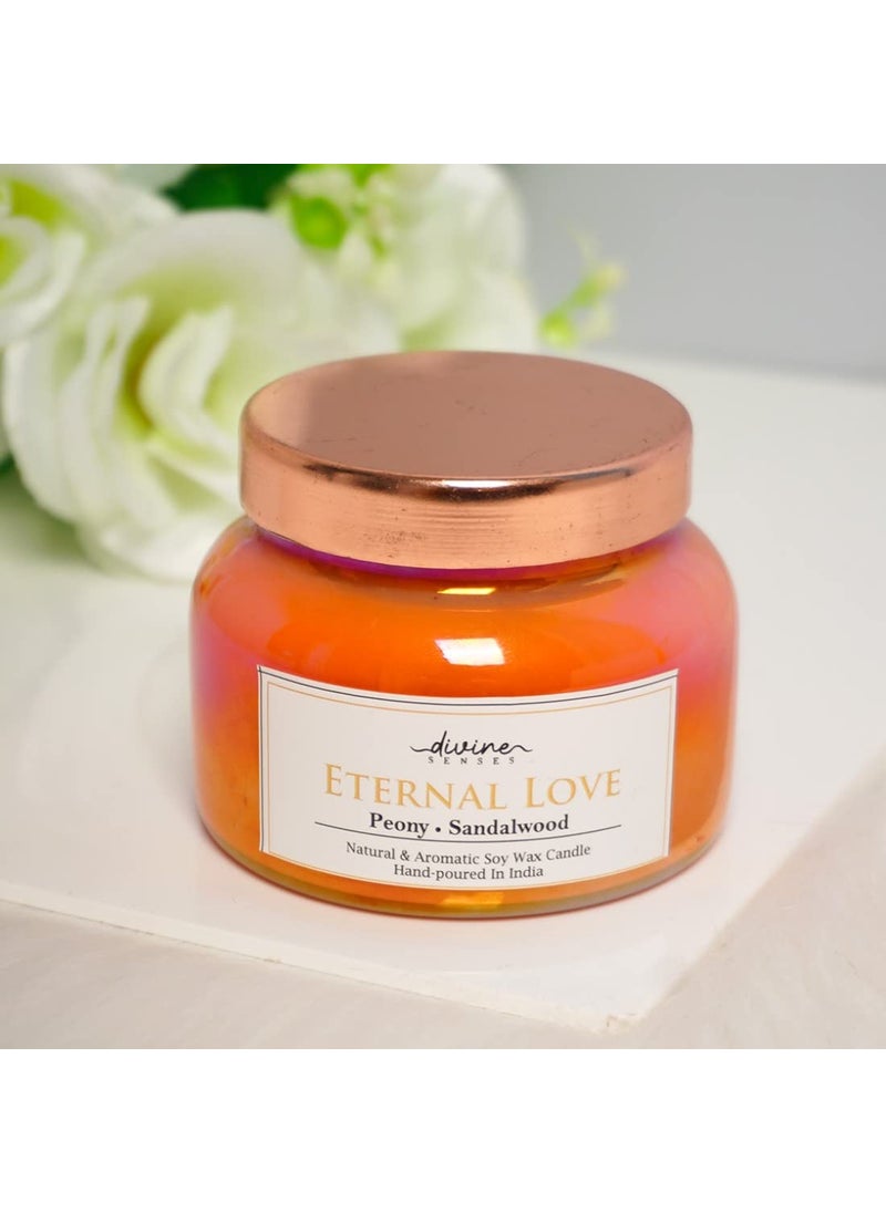 Divine Senses Eternal Love Scented Candle Jar Peony Sandalwood Natural Aromatic Soy Wax Candle for Home DecorGifting