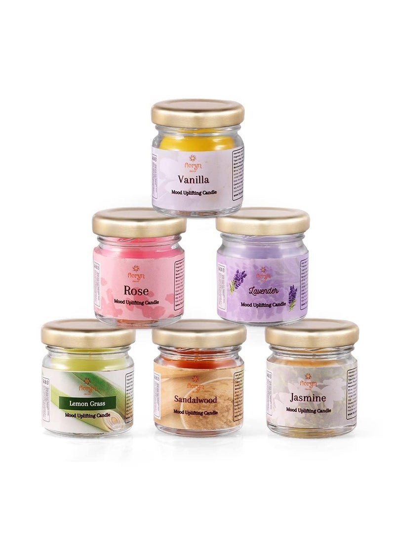 Glass Jar Scented Candles Gift Set Scented Candle Set of 6 Highly Fragranced Candles Pack of 6 Mini Jars Pack of 6 Aromatic