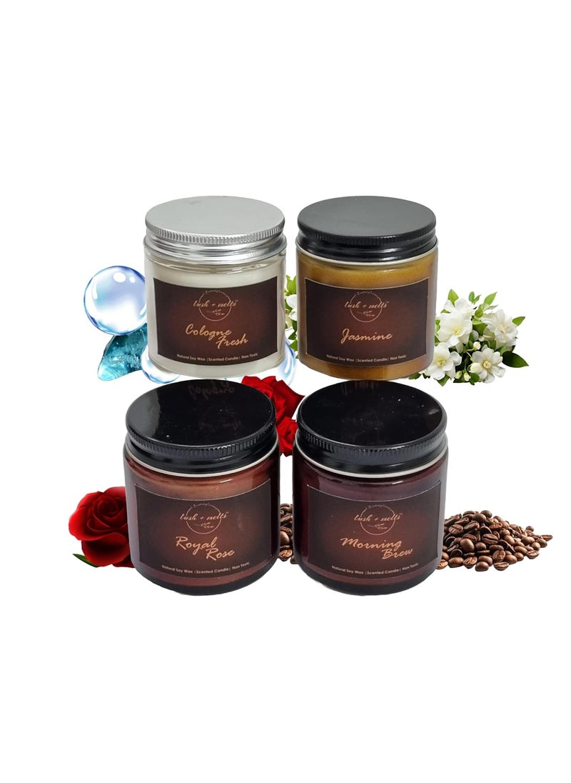 Lush Melts Plant Based Soy Wax Candle Set 4 X 100g Each Premium Scented Candles 100 Vegan Candles for Home Decor Candles for Gifting Long Lasting Aroma Candles