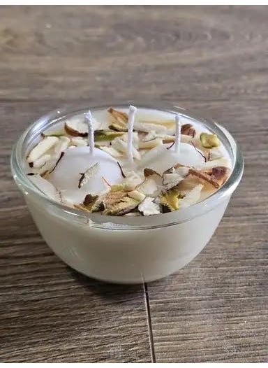 Velas Hand Crafted Rasmalai Soy Wax Candle with White Rose Scent Perfect for Home Decor Lighting Gifting Pack of 1