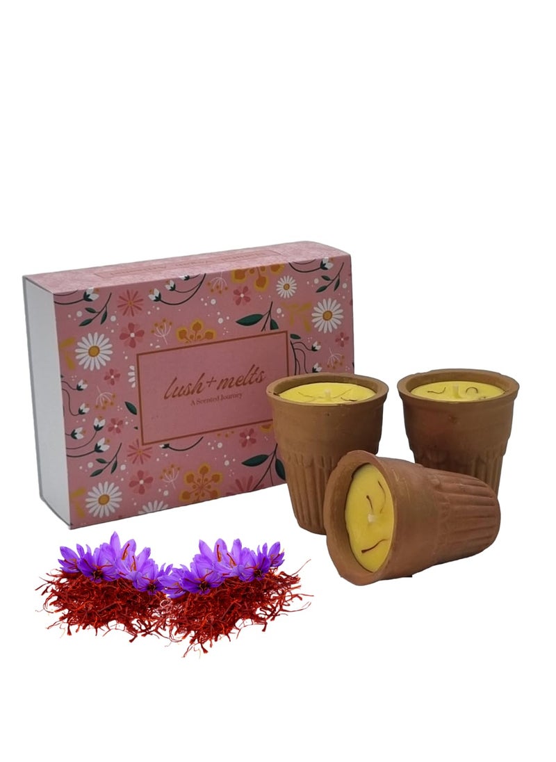 Lush Melts Gift Box Plant Based Soy Wax Candle Set of 3 Thandai Candle Gift Set Premium Scented Candles Candles for Home Decor Candles for Gifting Long Lasting Aroma Candles
