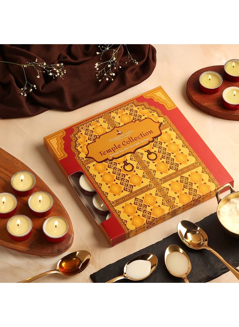 Prosperro Lumo by Parkash Candles Premium Soy Wax Scented Tea Light Set of 25 Premium Organic Aroma Upto 5 Hours Smokeless Dripless Soy Wax Diya Panch Amrit