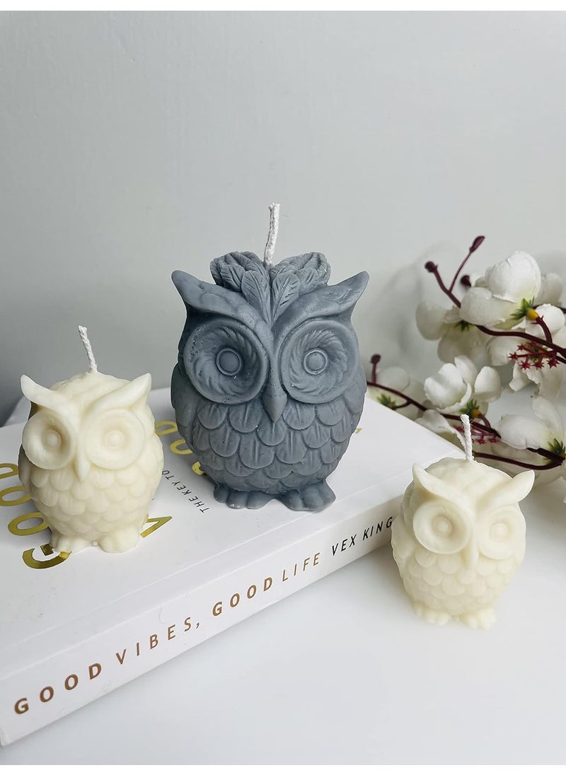 Yellow Petal Owl Combo Candle Grey Off White Color Lavender Scented 100 Soy Wax Set of 3