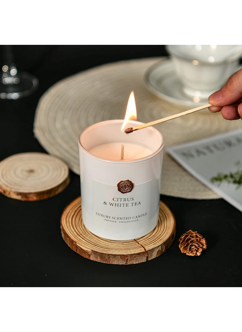 Silver Martini Scented Candles 200g White Tea Organic Natural Soy Wax LongLasting Aromatherapy Candles for Meditation Relaxation Up to 40 Hours Burn Time Gift Set