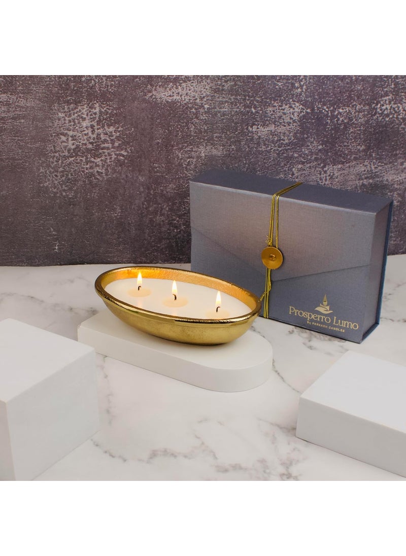 PROSPERRO LUMO by Parkash Candles Luxury Votive 3 Wick Scented Candle Mahagony Teak Wood Soy Wax