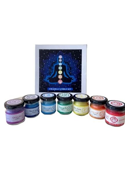 The Decor Affair Luxurious Chakra Candle Set Infused with Reiki Energy Perfectly Curated for Spa Sanctuaries and Mindful Meditations Inducing Serenity and Tranquility