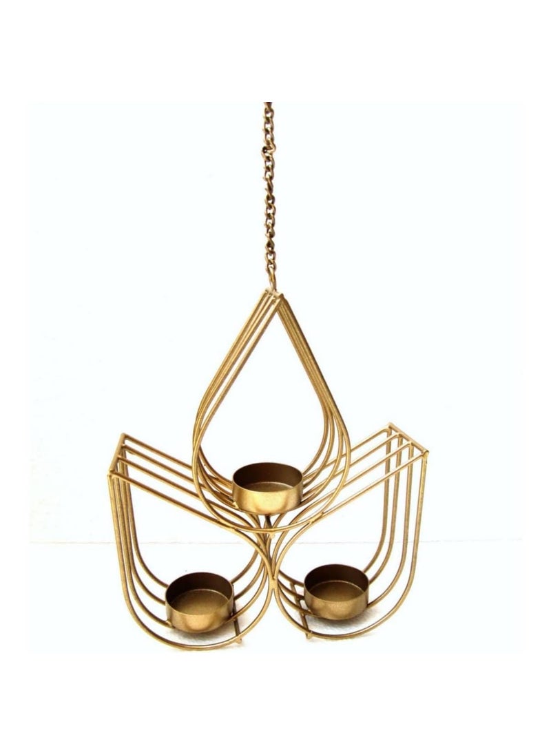 The Decor Affair Metal Candle Suspension with Swirling Aurora Borealis Patina and Enigmatic Charisma for Exquisite Home Decor and Ambient Lighting Emanation