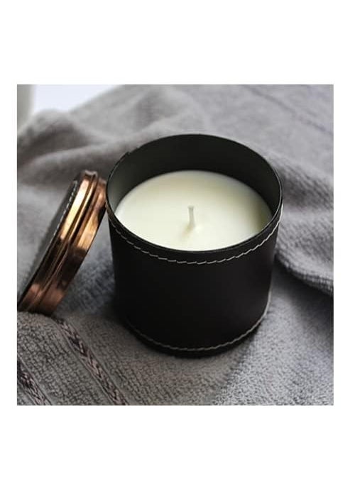 Virgo Creations Kaya Metal Jar Candle Scented Soy Wax Winter Forest Fragrance Metal Jar in Brown Leather Finish Relaxation Gifting Home Dcor Jar Size 75758 cm Pack of 1