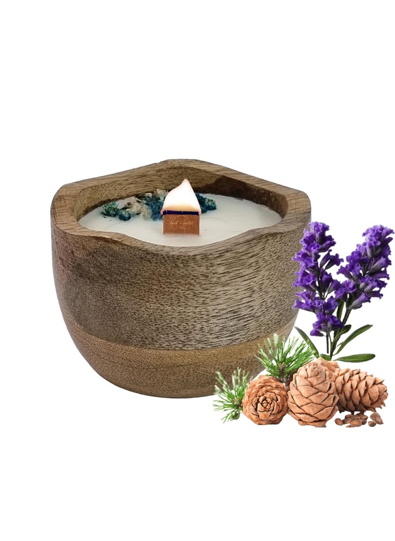 Lush Melts Wooden Bowl Candle Cedar Patchouli Fragrance Candle 100 Soy Wax Scented Candles LongLasting Aroma Candles 130 gm Wooden Scented Candles for Home Decor