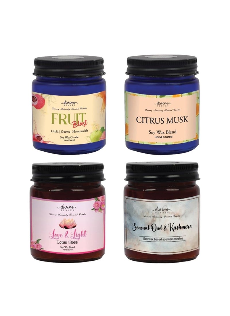 Divine Senses Scented Candle Natural Soy Wax Aromatherapy Candle Premium Glass Jar 30 Hour Long Burning Candles for Home DecorGift for All Occasions