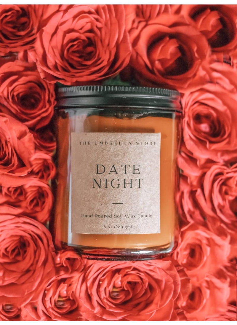 THE UMBRELLA STORE Date Night Scented Candle Valentines Fragrance Blend of Rose Oud Scented Soy Wax Candle 200gm