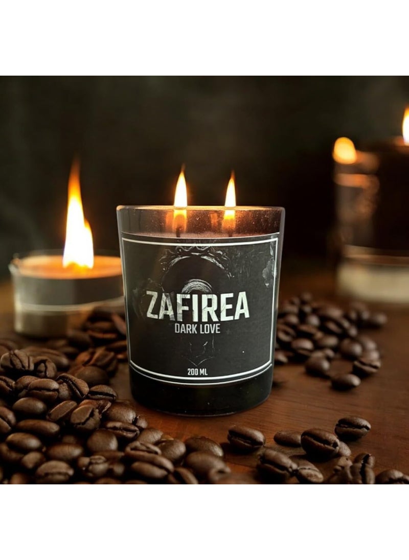 Zafirea Dark Love Scented Candle 200ml Luxury Aromatherapy Candle Coffee Bean Vanilla Fragrance HandPoured Soy Wax Candle for Home Office LongLasting Smokeless Gift for Men Women