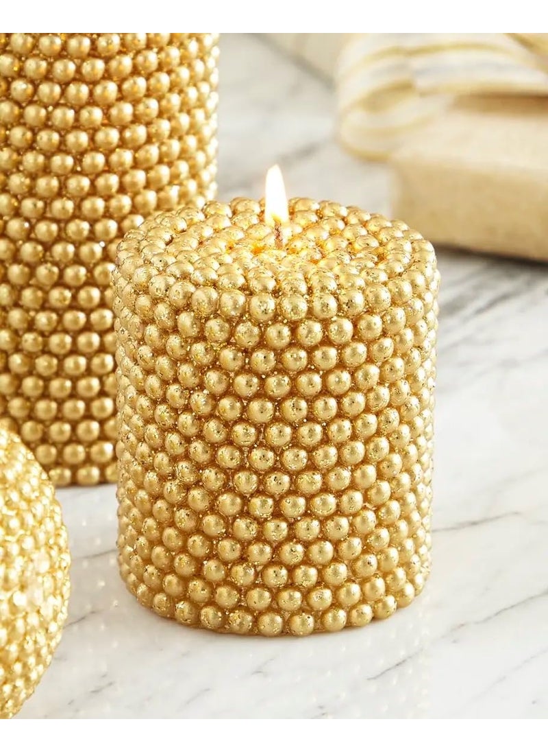 The Decor Affair 1 Pcs Exquisitely Handcrafted Golden Decorative Scented Beaded Candle Infused with The Essence of Timeless Opulence