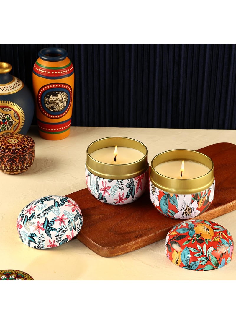 PROSPERRO LUMO by Parkash Candles Floral Tin Soy Wax Scented Candle Set of 2 Gifting Home Dcor Lavender Cedar Woods Myrrh Amber